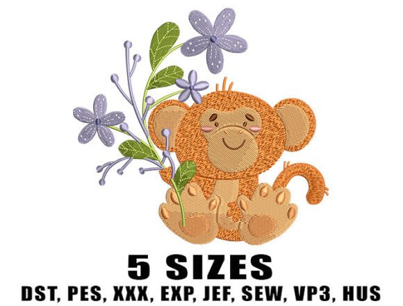 Cute Floral Monkey Embroidery Design Review