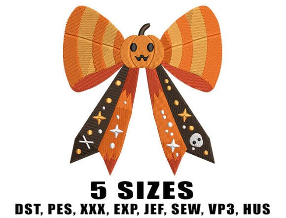 Spooky Pumpkin Bow Embroidery Design Review